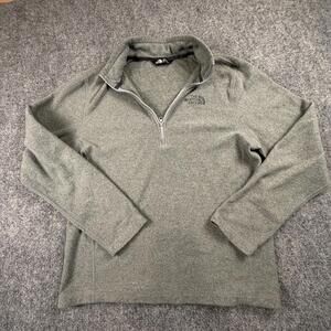 The North Face Mens Quarter Zip Fleece Pullover Heather Grey Small Regular #1093